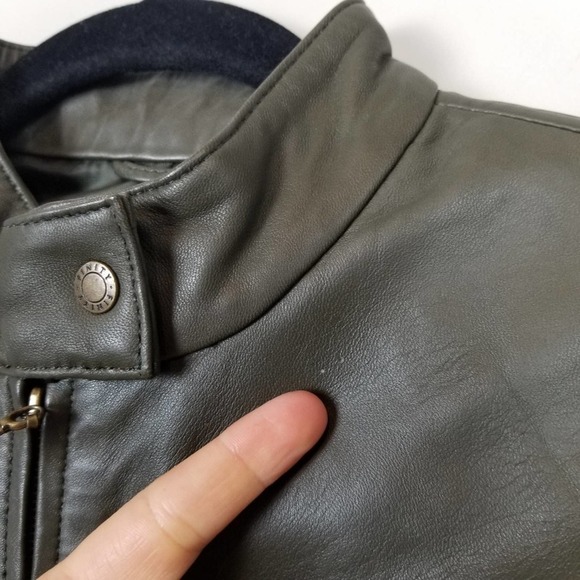 olive Leather suit set, Finity Studio, genuine leather pants and jacket size 8 - Picture 4 of 12